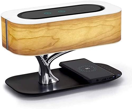 Lámpara de mesa con forma de árbol, cargador inalámbrico y altavoz Bluetooth