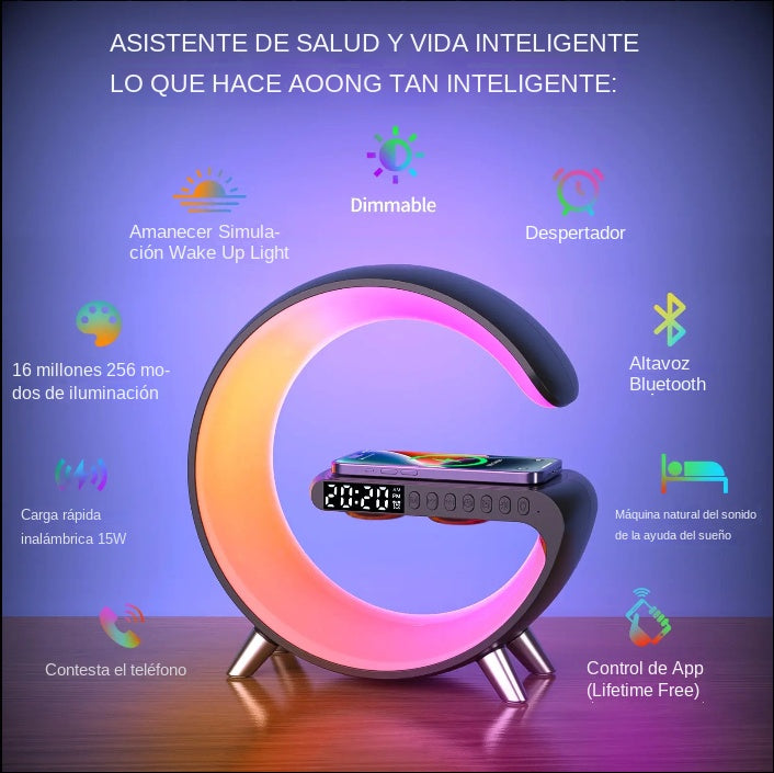 Reloj Inteligente con Cargador Inalámbrico y Altavoz Bluetooth